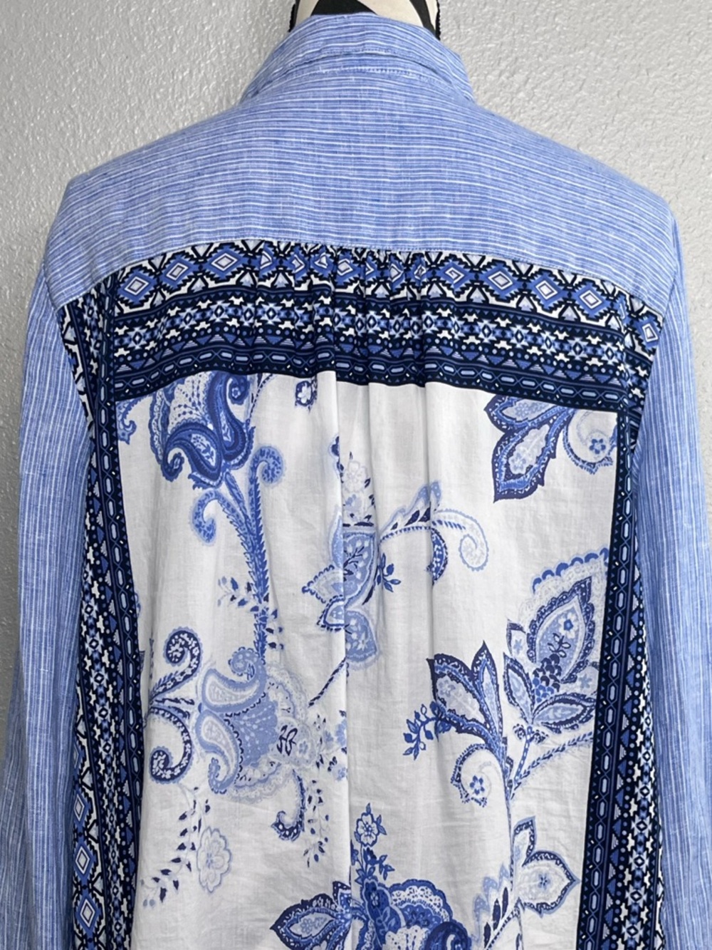 Charter Club Sz XL 100% Linen Striped Boho Lightweight Mixed Print Tunic Shirt - Picture 5 of 12